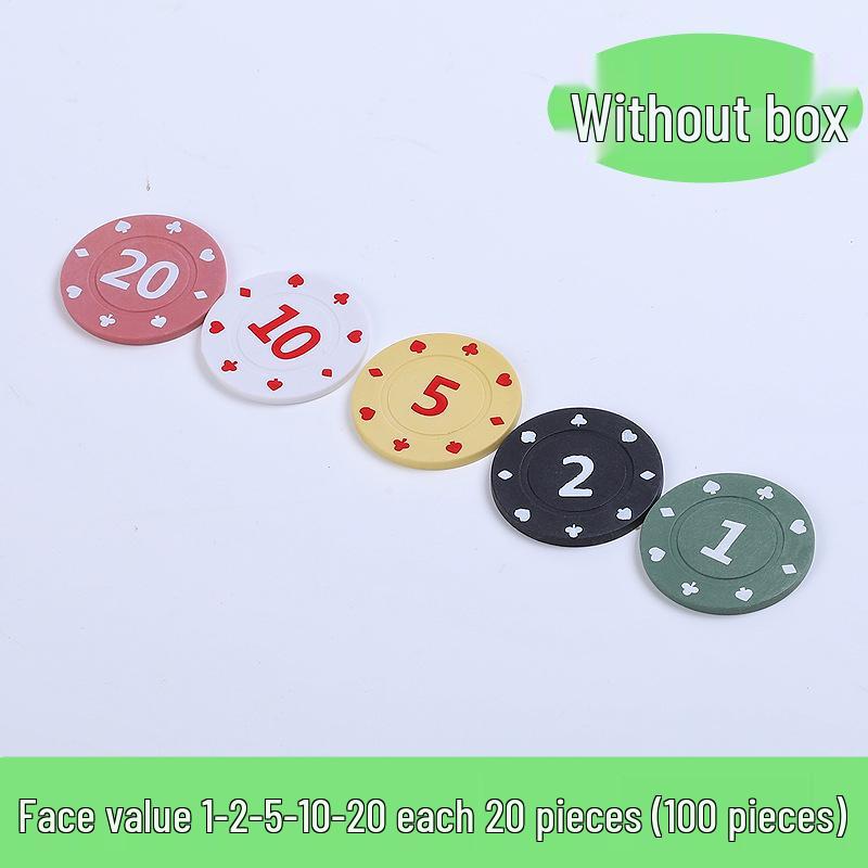 Boxed 100 Plastic Chips for Card Games: Baccarat, Mahjong, Poker