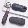 Smart Key Cover for Porsche Cayenne Macan Panamera 911 Boxster Cayman Taycan with Keychain Honeycomb Texture Racing Stripe Remote Key Case Protector