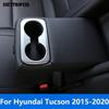 Rear Seat Water Cup Holder Panel Cover Trim For Hyundai Tucson 2015-  Carbon Fiber Frame Sticker Interior Accessories
