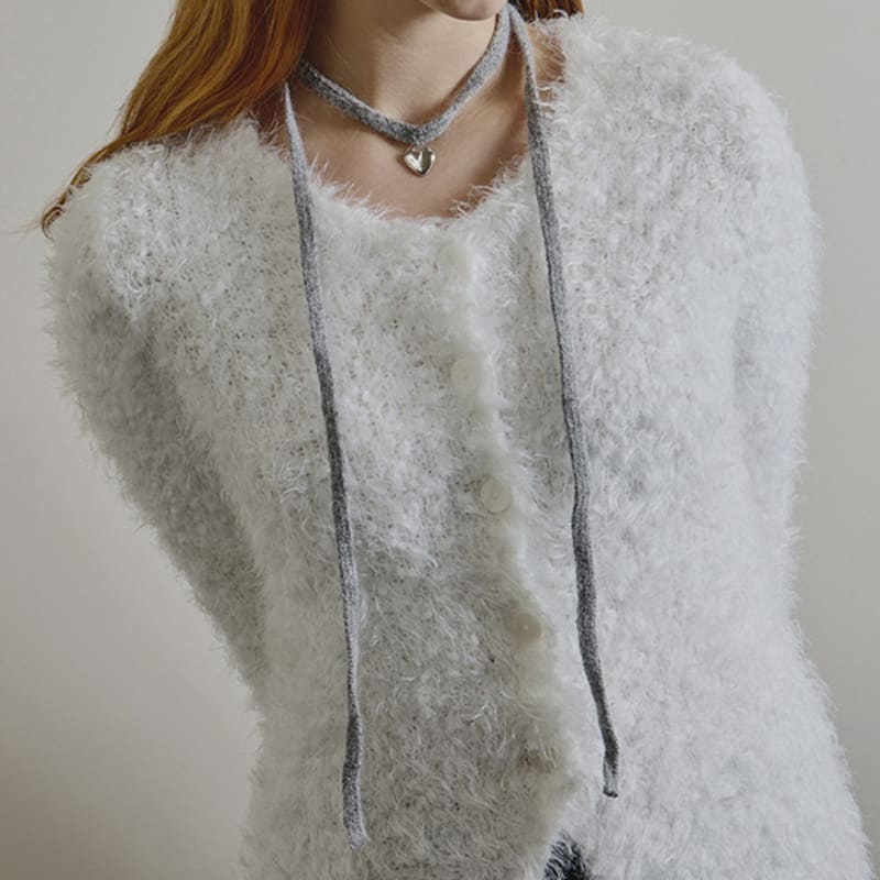eenie beenie angora soft heart tie necklace