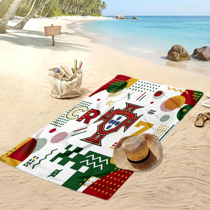 Portugal Football Print Beach Towel Quick Dry Super Absorbent Soft Bath Towel for Swimming Beach Travel Fan Souvenir Gift