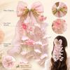 Sheer Ribbon Hair Bow Clip Flower Vine Tassels Ribbon Hair Clip Fashion Bow Hair Clip  Gifts