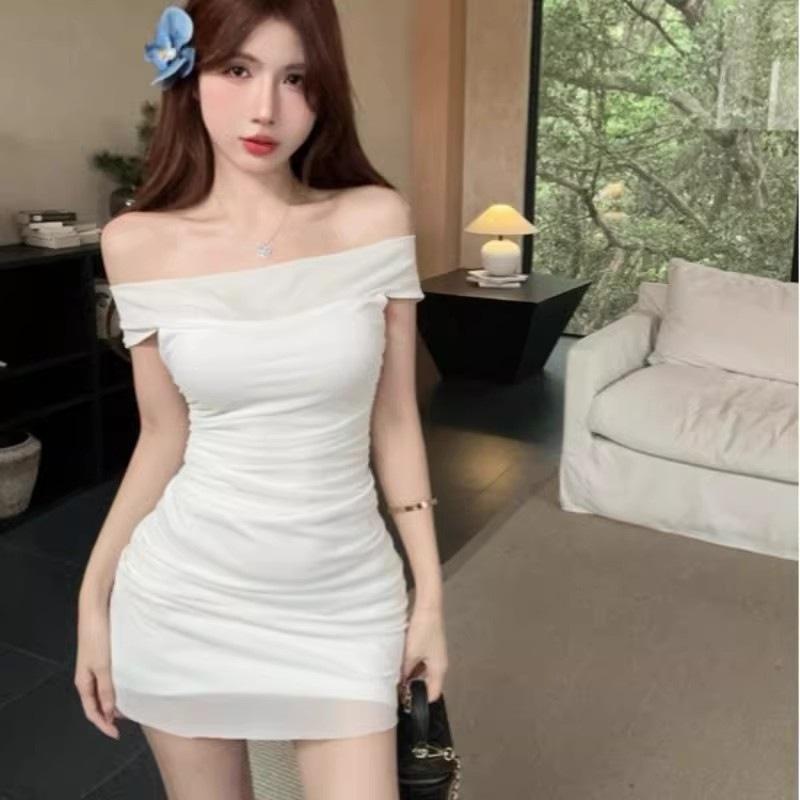 ZY pure desire sexy hip skirt women's summer design sense one-word shoulder exposed collarbone dress slim skirt