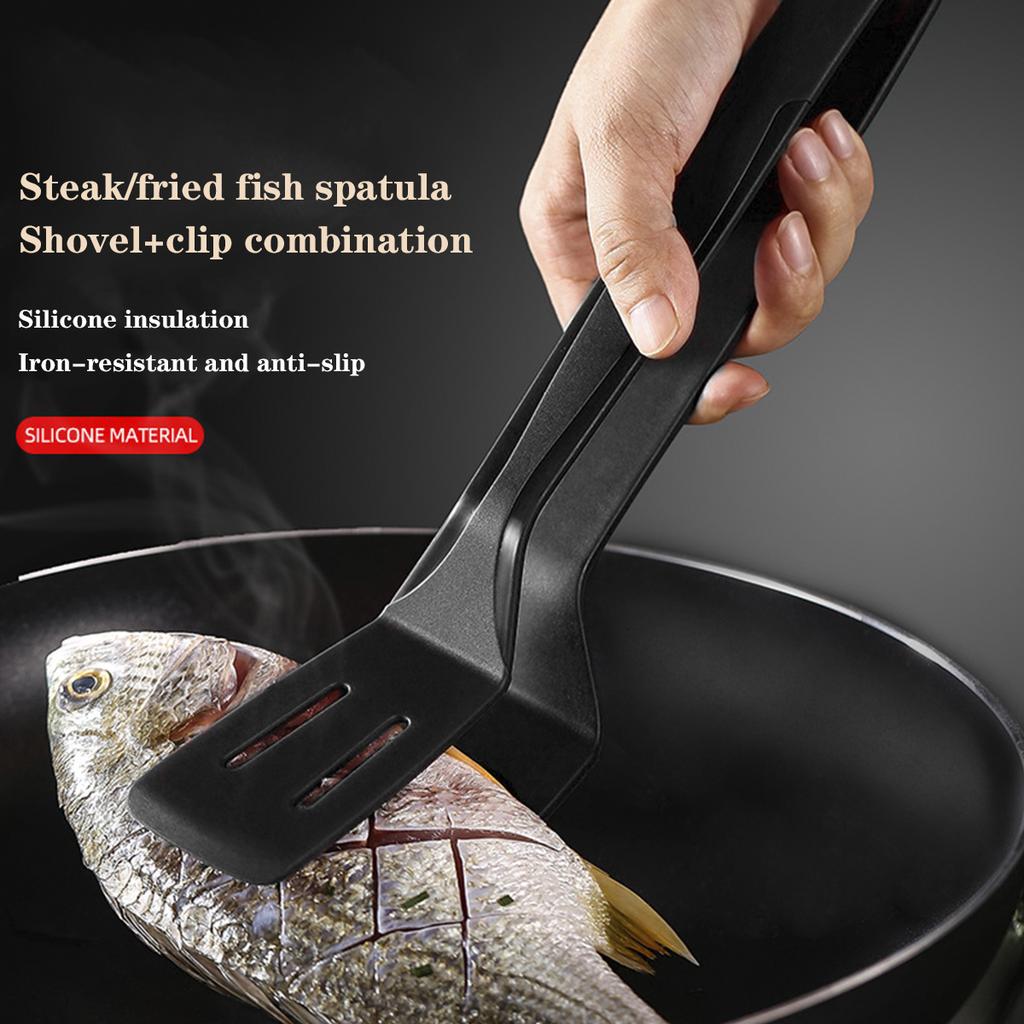 Nerezová ocelová steaková svorka Silikonový úchop Obracací kleště Špachtle na vejce Kleště Klip 3 v 1 Kleště na smažení palačinek Kuchyňské doplňky