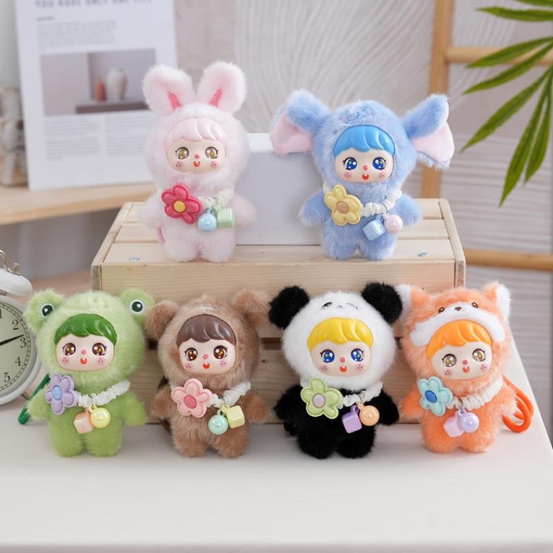 Fluffy Plush Vinyl Doll Keychain Cute Kawaii Animal Cosplay Design Pendant for Handbag Purse Key Accessory Girls Gift