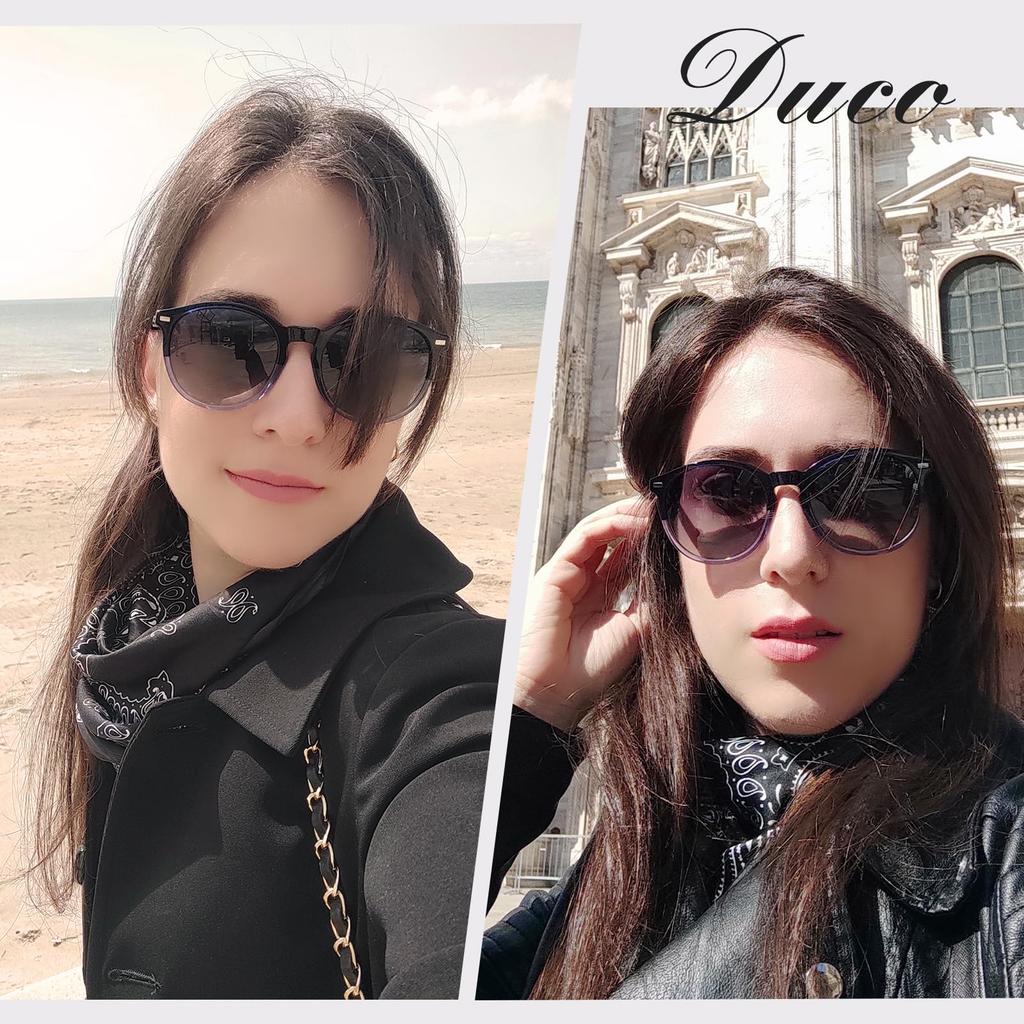 DUCO UV Protection Round UV400 Polarized Fashionable UV Size 1230 Women's Sunglasses, Blue, Protection, Lenses, Design, Protection,