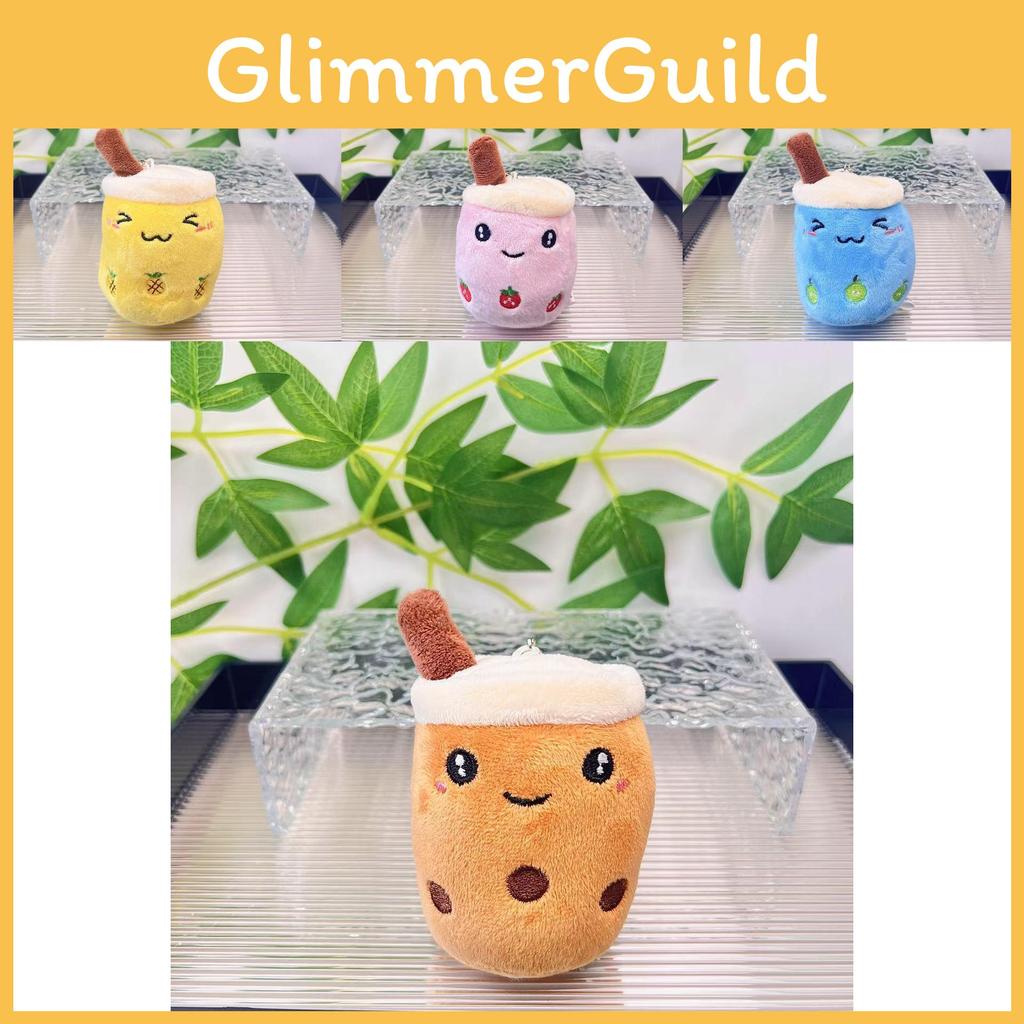 Cute Fruit Bubble Tea Cup Plush Keychain Adorable Cartoon Plush Toy For Kids