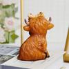 Cute Miniature High Land Cow Decoration Resin Bowknot Scottish Calf Figurine Sculpture for Home Office Ornament