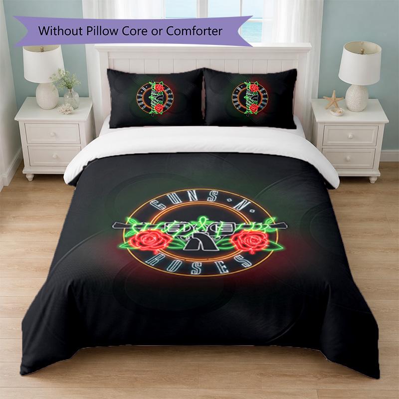 Guns N’ Roses Print 3Pcs Bedding Set Duvet Cover With Two Pillowcases Soft Bed Linen For Household Bedroom