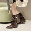 Fashion Shoes for Women 2024 Hot Sale Slip-on Women's Boots Fashion Metal Decoration Modern Boots Women Sexy Pointed Toe Mid-Calf Boots