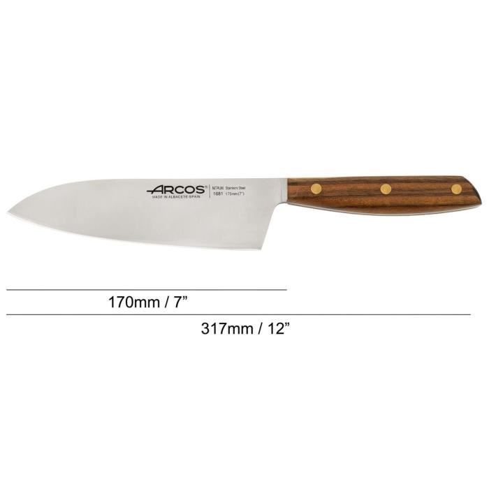 ARCOS Nordika - Couteau ' Deba ' (170 mm) - Acier Inoxydable Nitrum® / Bois d’Ovangkol
