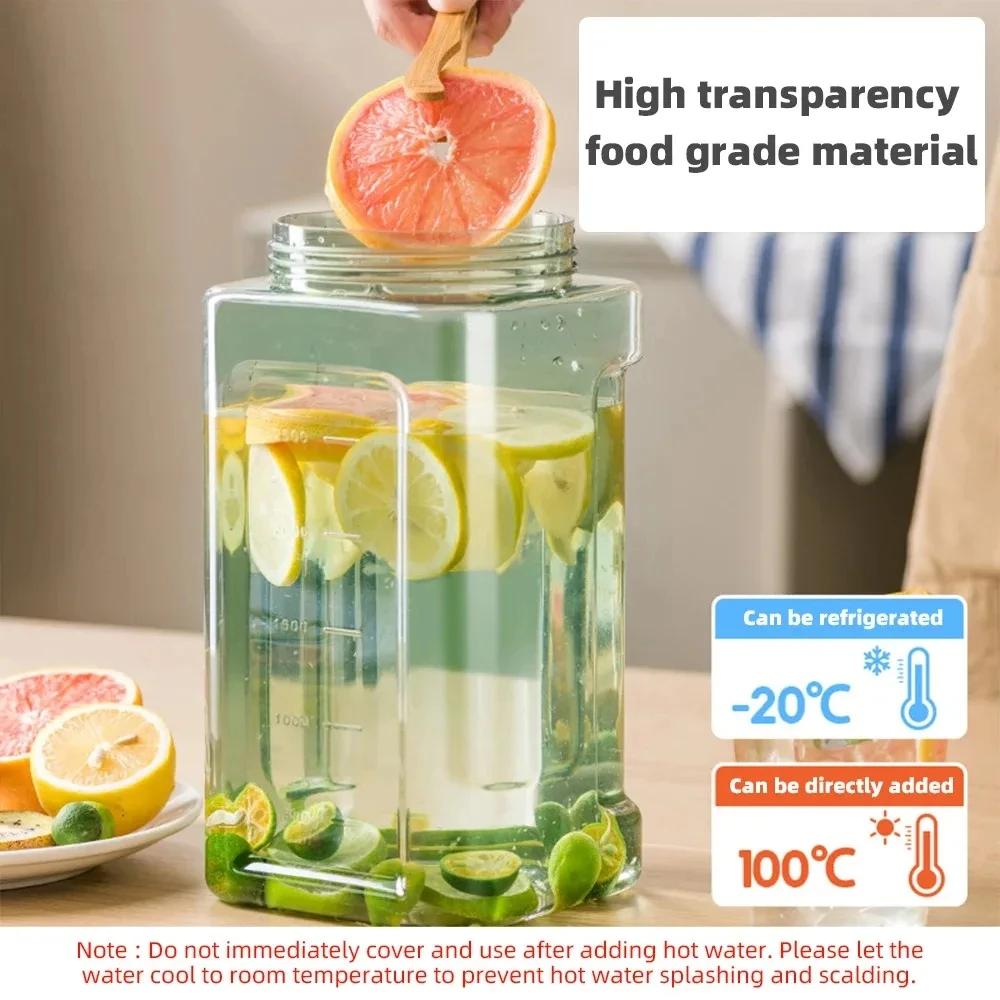 2.3/3.5l Refrigerator Cold Water Bottle With Faucet Large Iced Beverage Dispenser Beverage Juice Dispenser Kitchen Drinkware
