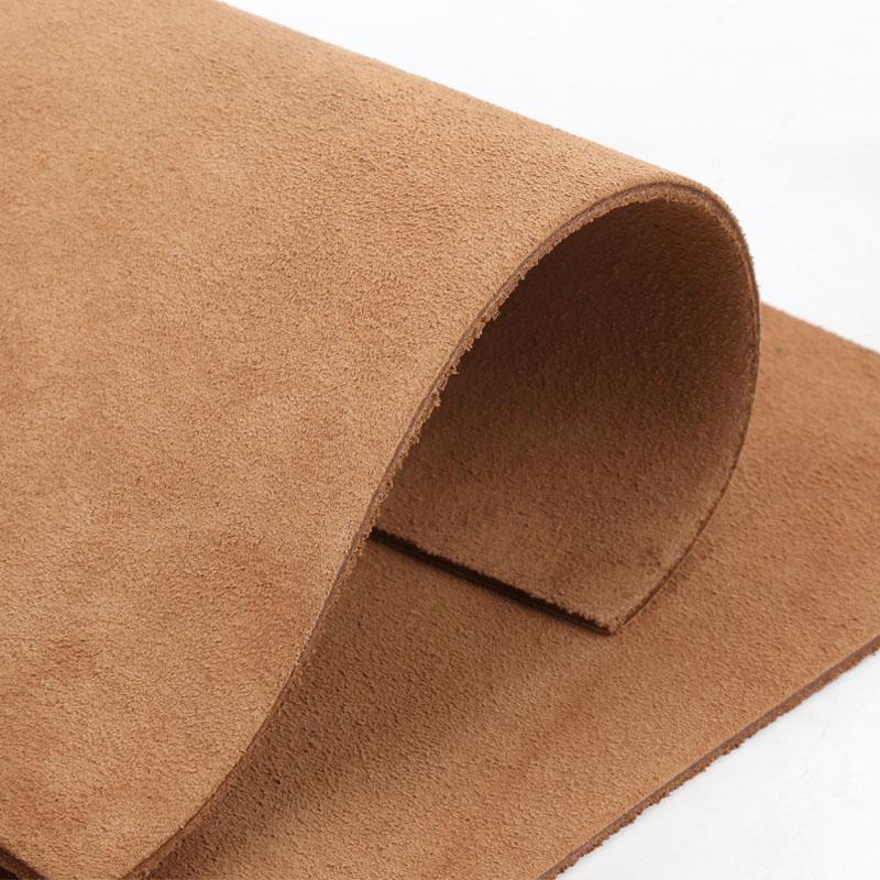 4mm thickened light brown suede leather material, two-layer slightly hard double-sided leather fabric, handmade DIY table mat an