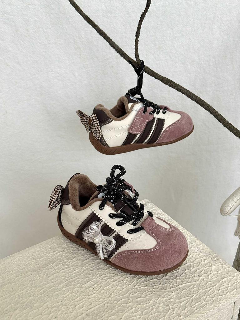 XSHX Retro Ballet | Girls' German Training Autumn and Winter Functional Thin-soled Racing Shoes Fleece Velcro Rubber Outsole