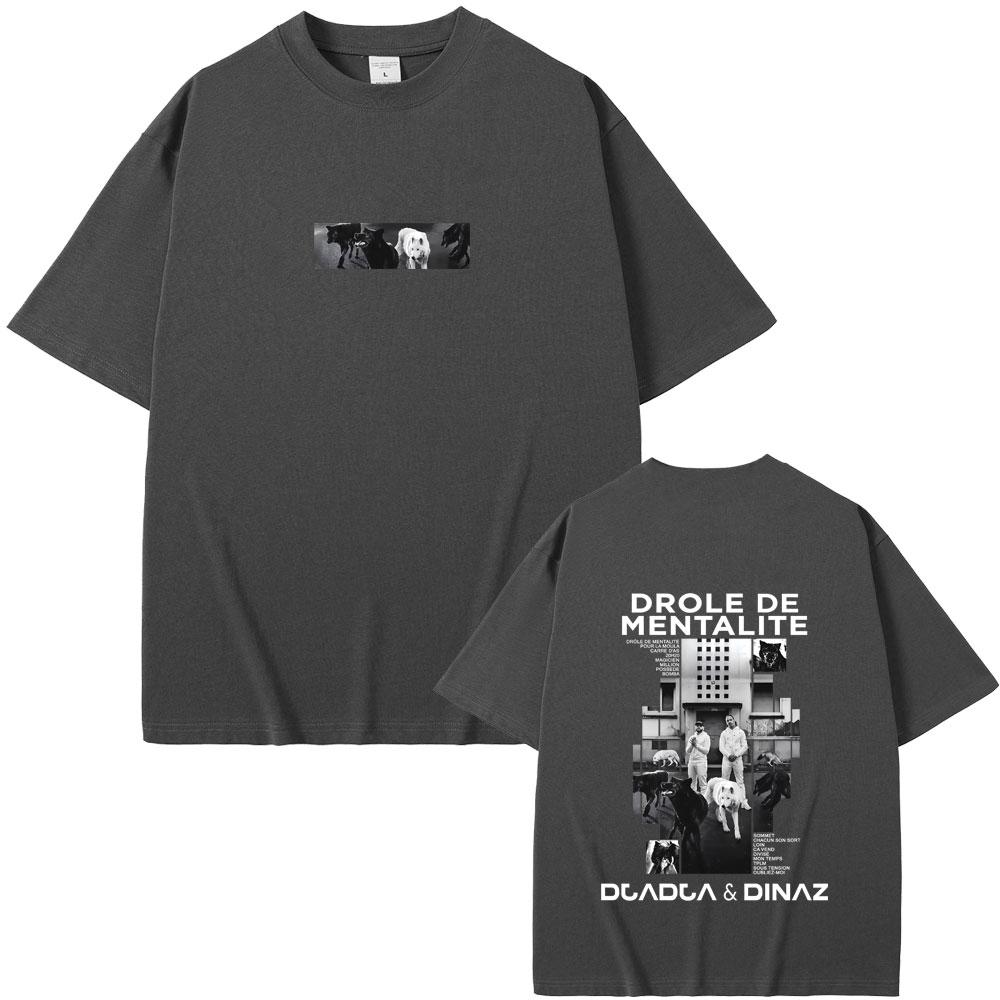 Rapper Djadja Dinaz Drôle De Mentalité Album Tshirt Men Women Fashion Oversized T Shirts Man Vintage Casual Soft Cotton Tees
