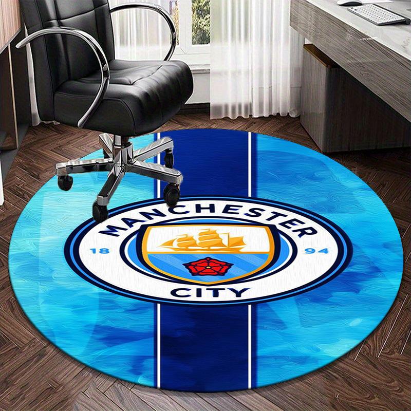 1pz Tappeto Rotondo Città Club di Calcio Stampato Tappeto Rotondo per Area, Tappeto per Casa Ufficio, Tappeto Rotondo per Sedia, Tappeto Decorativo Regali per Fan Regalo di Natale