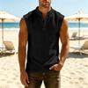Ärmelloses Henley-Tanktop für Herren Breite Träger Lockerer Schnitt Atmungsaktives Muskelshirt für Laufen Fitnessstudio Training