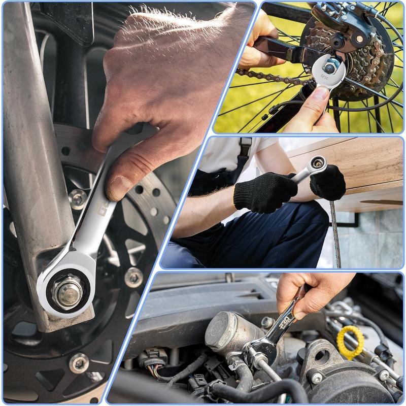 Short handle adjustable head ratchet wrench mini fast ratchet wrench labor-saving auto repair hardware dual-purpose wrench tool