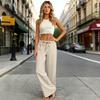 Women's Loose-fitting Wide-leg Pants, Casual Loose-fitting Pants, High-elastic Waistband, Long Pants With Pockets