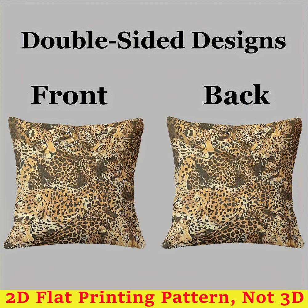 Leopardherde quadratischer Jacquard Kissenbezug für Sofa Büro Lendenkissenbezug Haus Dekorative Kissenhülle