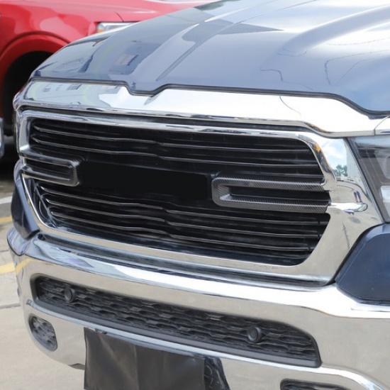 Carbon Fiber Front Grill erts COVER Decor Trim Frame For Dodge Ram 1500 +