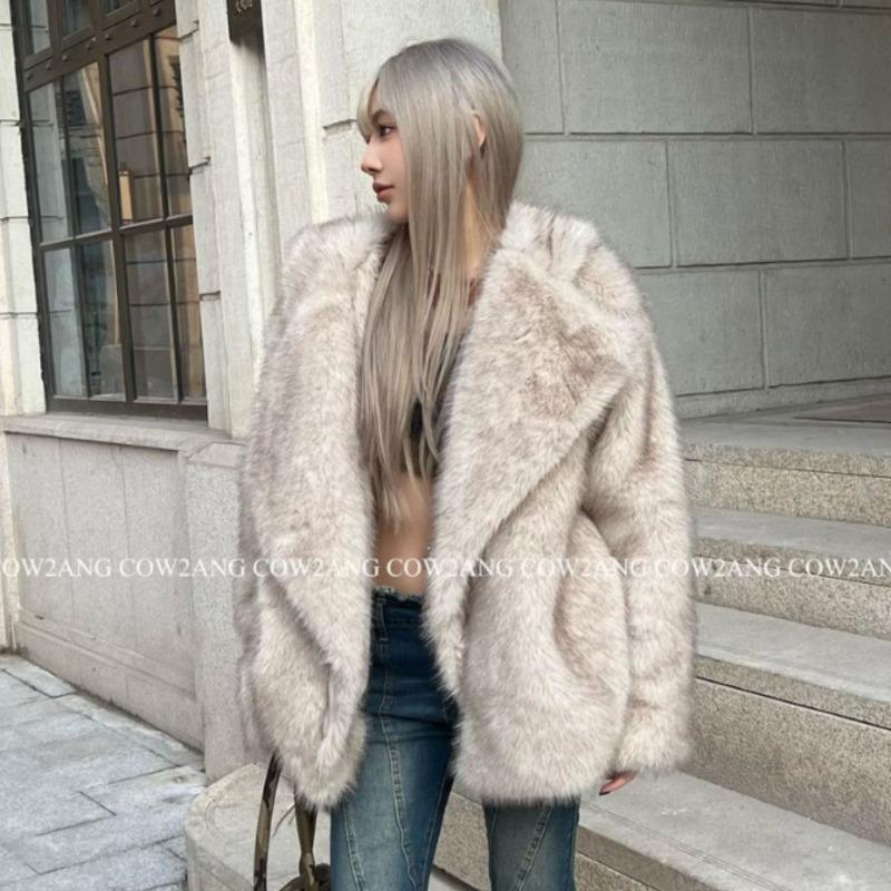 New Plush Coat Women's Big Lapel Toka Fur Coat Loose Fox Fur Coat