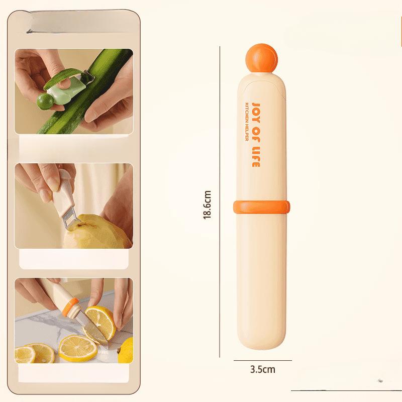 

Нож для фруктов из нержавеющей стали «Два в одном» Многофункциональный Двуглавый Бытовой Портативный Овощечистка жёлтый/кремовый