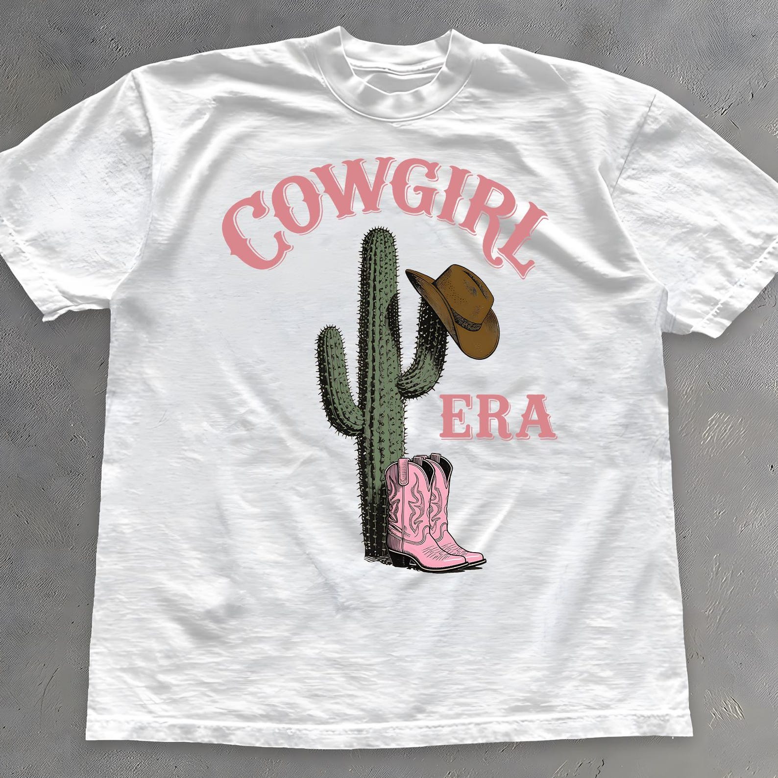Cowgirl Era Shirt - Pink Western Boots & Cactus Graphic Tee 2XL