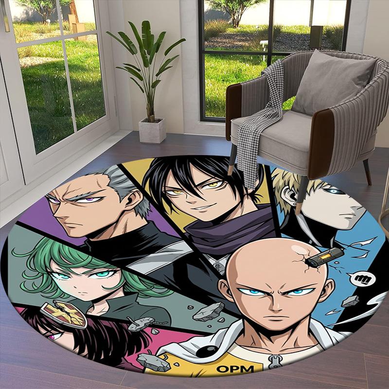 Onepunch Man Round Area Rug Carpet Rug For Living Room Bedroom Sofa Playroom Decor Nonslip Floor Mat