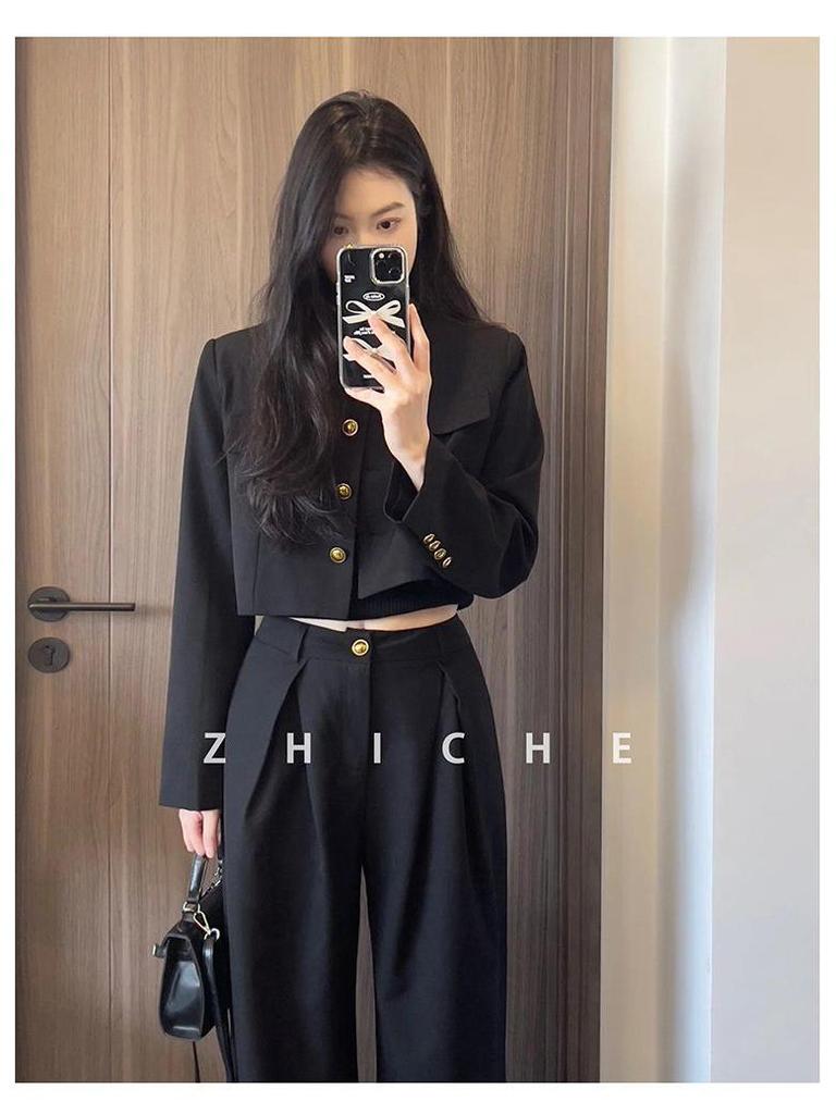 2026 Women's Spring/Autumn Fashion: Short Suit Jacket & High-Waisted Pants Set