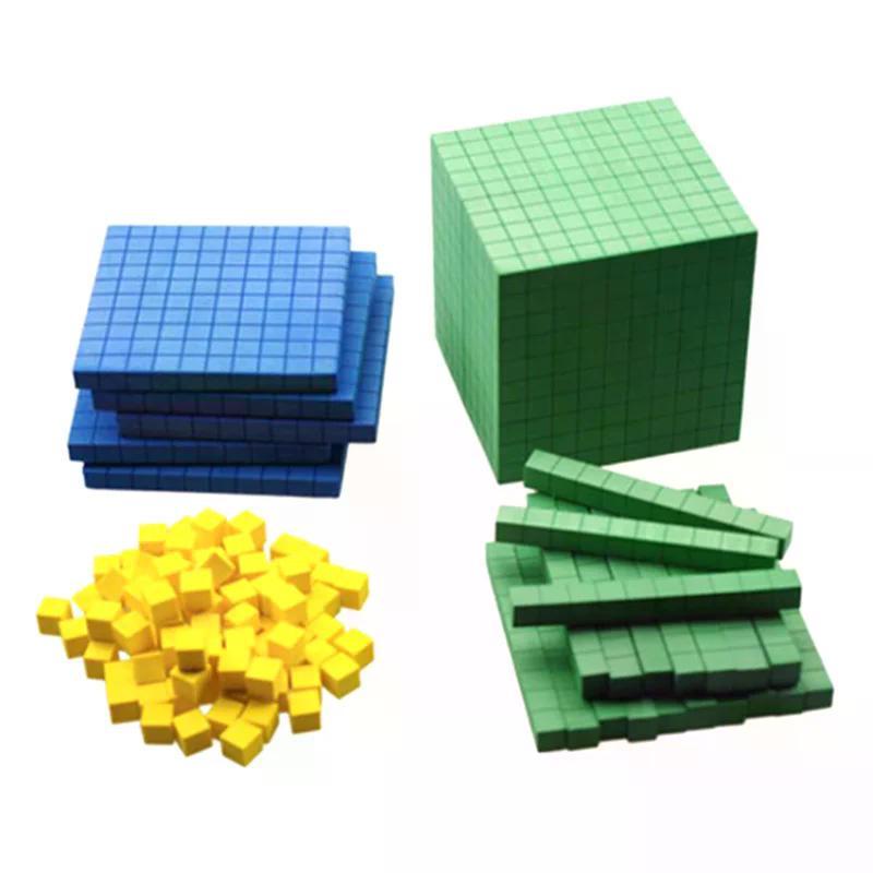 Kids Math Plaything Math Blocks Ten Blocks Complete Set Plastic Base Ten Set Cube Kids Math Plaything Counting Cubes Set