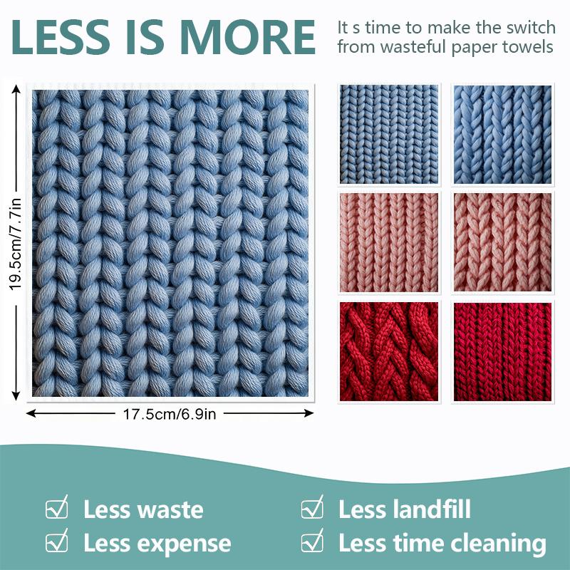 Cleaning Cloth Reusable Kitchen Dish Towels Eco-friendly Microfiber Knitted Print Dishcloths Lint Free Washable Duster Rags Tea Towels 9*7inch