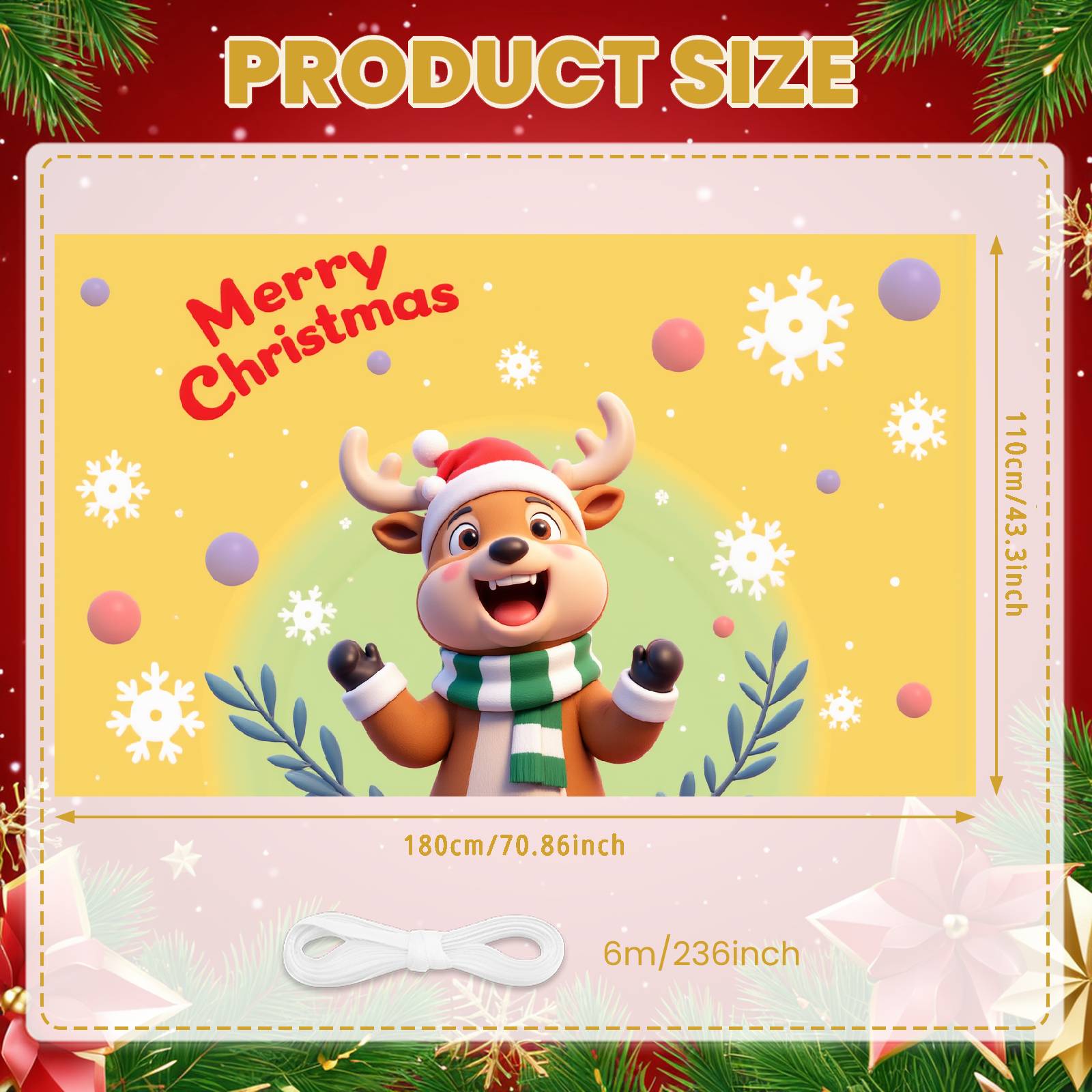 

Holiday Banner Green Scarf Winter Banner Christmas Decoration Banner Snowflake Design For Holiday Gathering Christmas Party