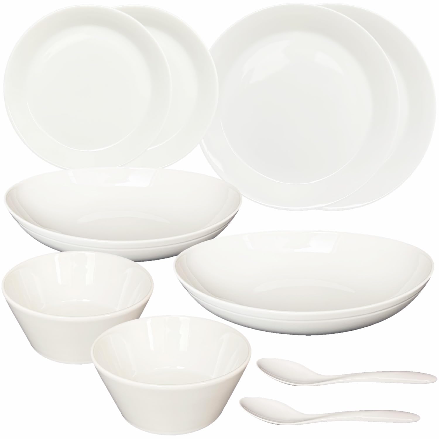 

ieeNa white porcelain tableware made in new life tableware tableware set for two living plate microwave dishwasher plate stylish set, pair, Japan,