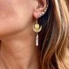 Bohemian Retro Sun Stars Crescent Moon-shaped Irregular Crystal Pendant Dangle Earrings for Women Stainless Steel Jewelry Gifts