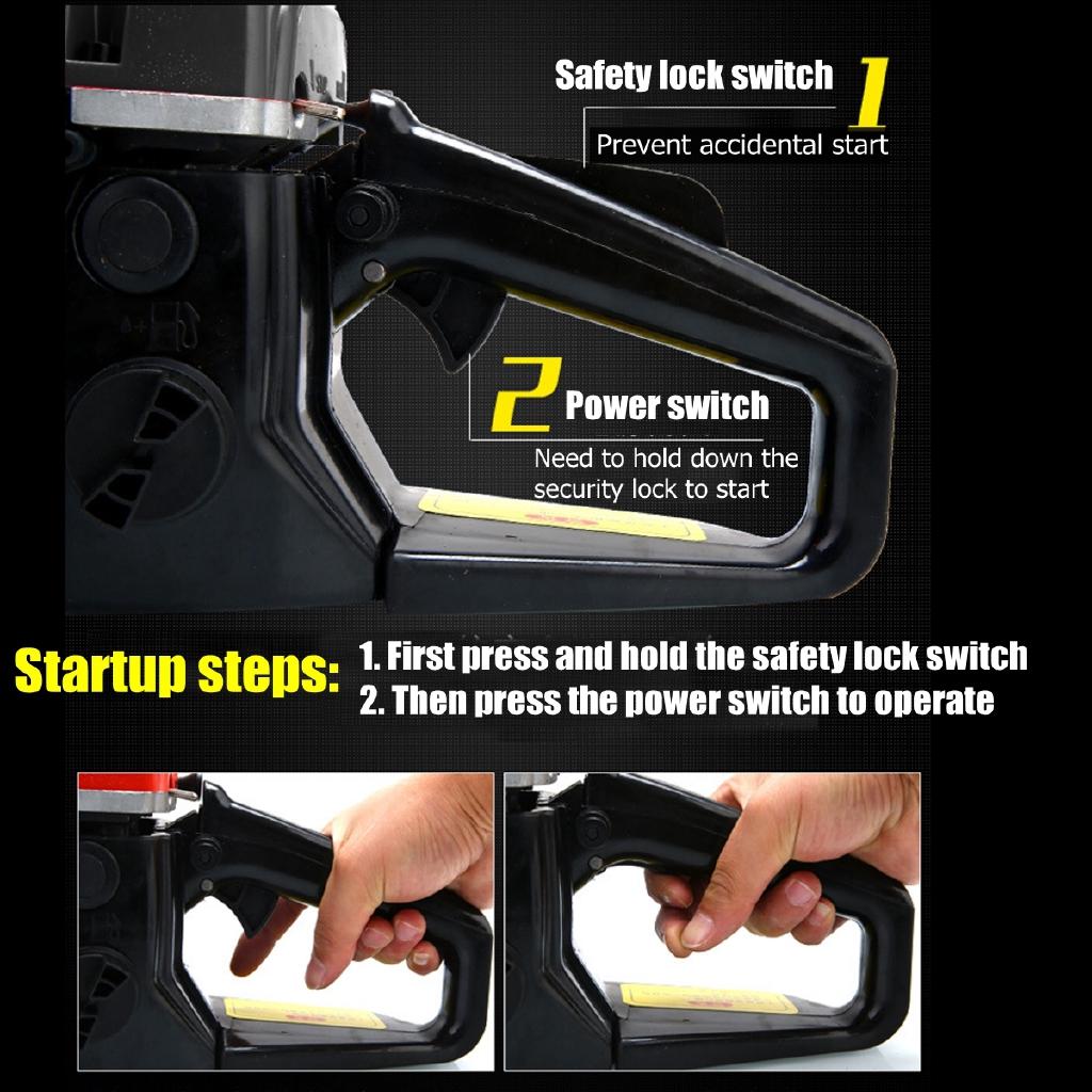5200W 68CC 20'' Chainsaw 13000RPM Gasoline Petrol Saw Cutter Bar & Chains Kit