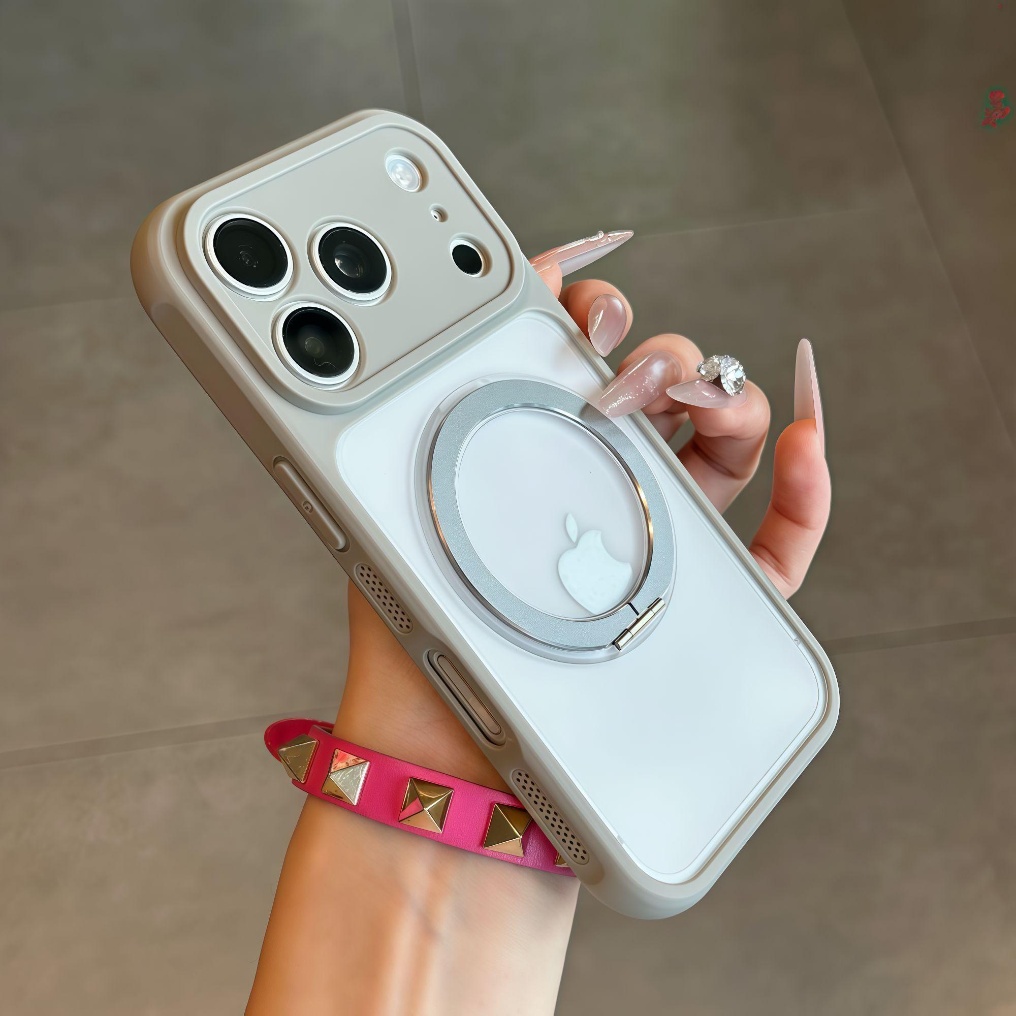 

Подставка-держатель для кольца для беспроводной зарядки Magsafe, чехол-подставка для iPhone Air 17 16 15 14 13 Pro Max, матовая противоударная бронированная накладка For iPhone 17 серый
