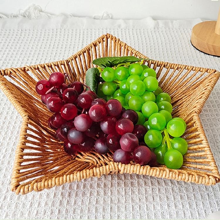 Spacious Imitation Rattan Basket Multifunctional Star Shaped Snacks Storage Plate Woven Home Vegetable Display Tray
