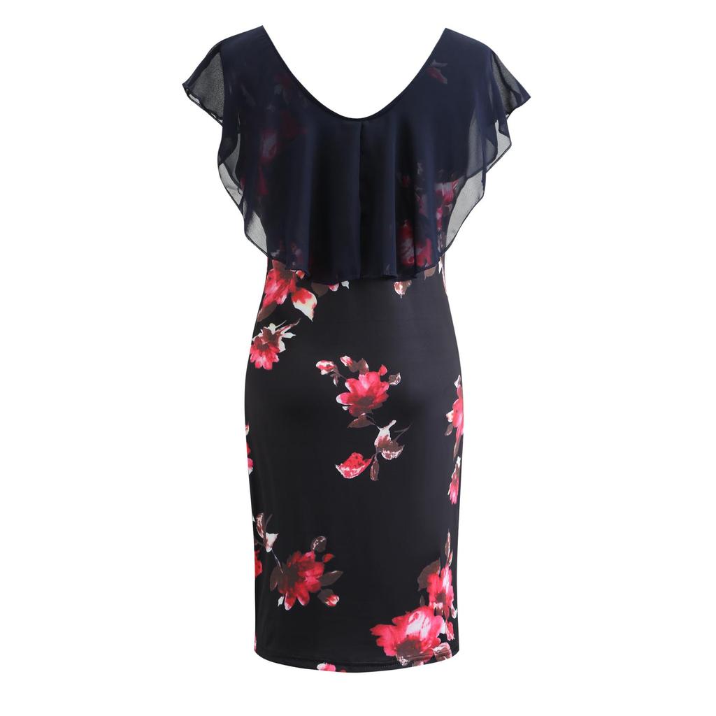 2025 European & American Slim Fit Fake Two-Piece Printed Summer Dress for Women