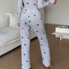 Spring Autumn Pajamas Set for Women Homewear Long Sleeves Shirt Trousers 2 Pieces Sexy Lace Pijamas Sleepwear Loungewear