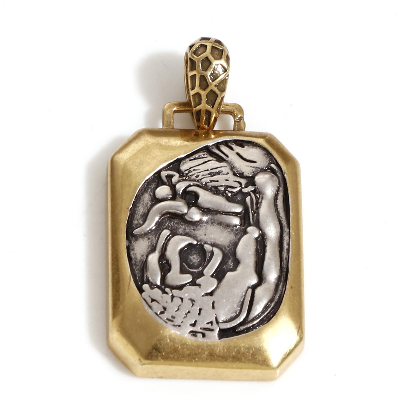

1 Piece Brass Coin Pendants Antique Silver Color Antique Bronze Two Tone Head Portrait For DIY Jewelry Making