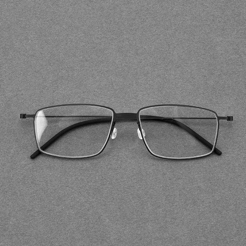 Linde Half-Titanium Screwless Glasses for Nearsighted Men – Super Light, Thin-Rimmed Frames (Model 5509)