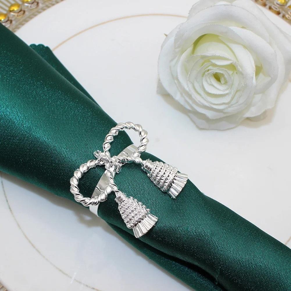 Table Decor Bow Napkin Rings Gold,Silver Elegant Table Decor For Events Kitchen Reusable Set Creative Bow Design