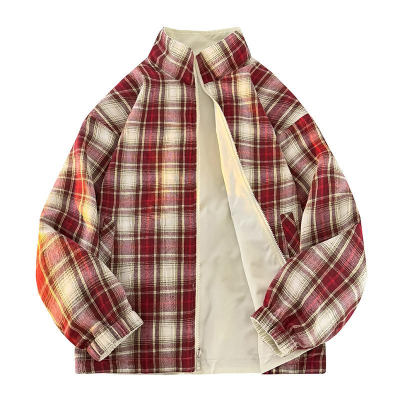 Double-sided Jacket Men's New Plaid Spring and Autumn New Coat
