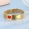 Nameinhea Custom Medical Alert Bracelets for Women Free Engraved Adjustable Stainless Steel Waterproof Emergency Medical ID Bracelets Allergy