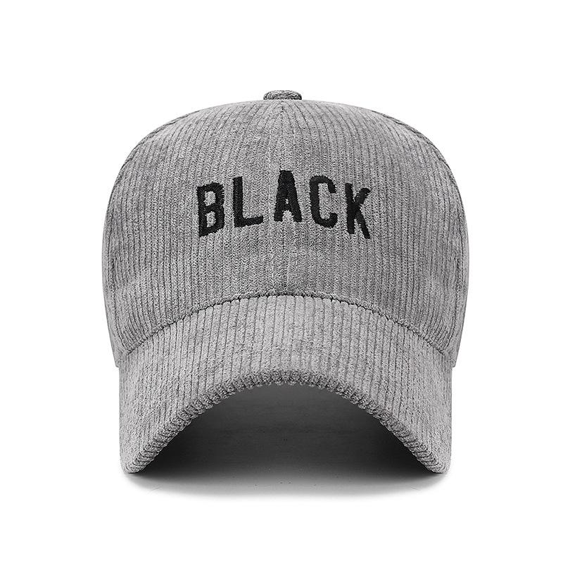 Autumn Winter Striped Corduroy Cap Men Women Letter Embroidery Baseball Cap