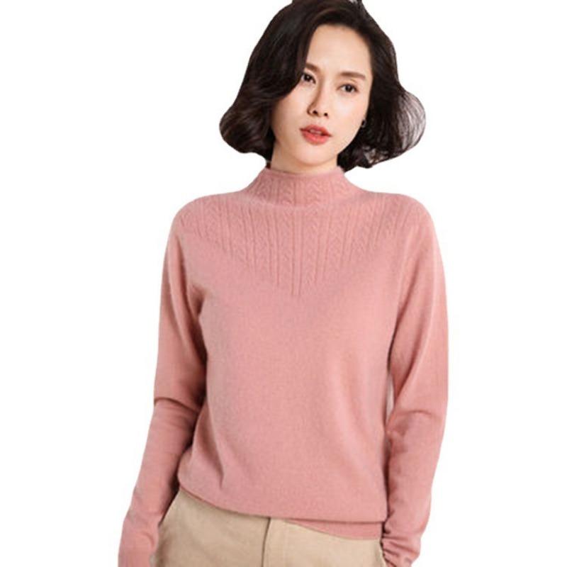 Semi-turtleneck Sweater Women's Short Pullover Loose and Thin Outer Wear Knitted Sweater Warm Inner with Thickened Bottoming Shirt
