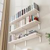 Paint-Free Floating Wall Shelf: Wooden Wall-Mounted Bookshelf and Storage Plank