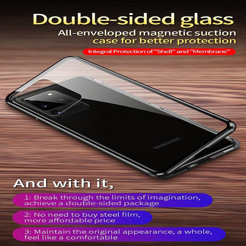 Doppelseitiges gehärtetes Glas Magnetische Adsorption Metallgehäuse für Samsung S23 S24 Ultra S22Plus S21 S20 S23FE Vollschutzhülle
