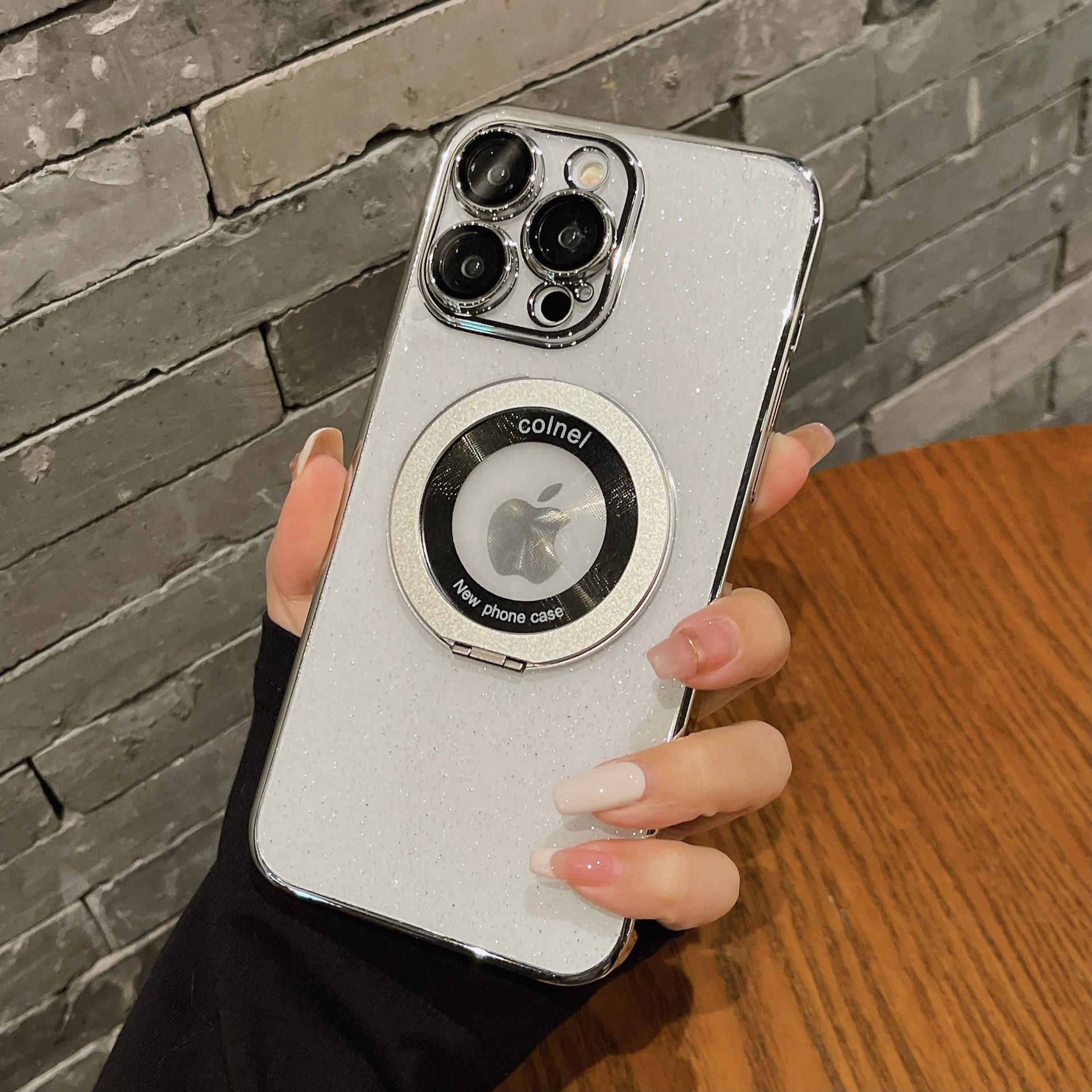 

Применимо к iPhone15ProMax Гальванизированный Блестящий ПК Чехол для телефона, Apple 14 Встроенная Магнитная Подставка 13 Защитный Чехол Apple 12Promax